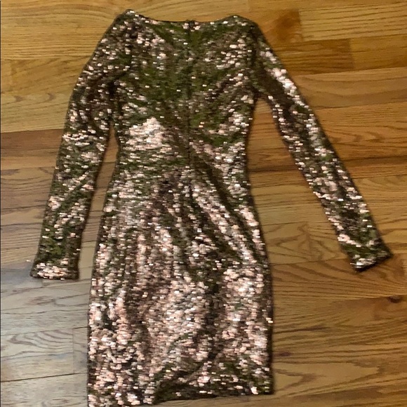 Small Fashion Nova bronze sequin open slit dress - Picture 2 of 4